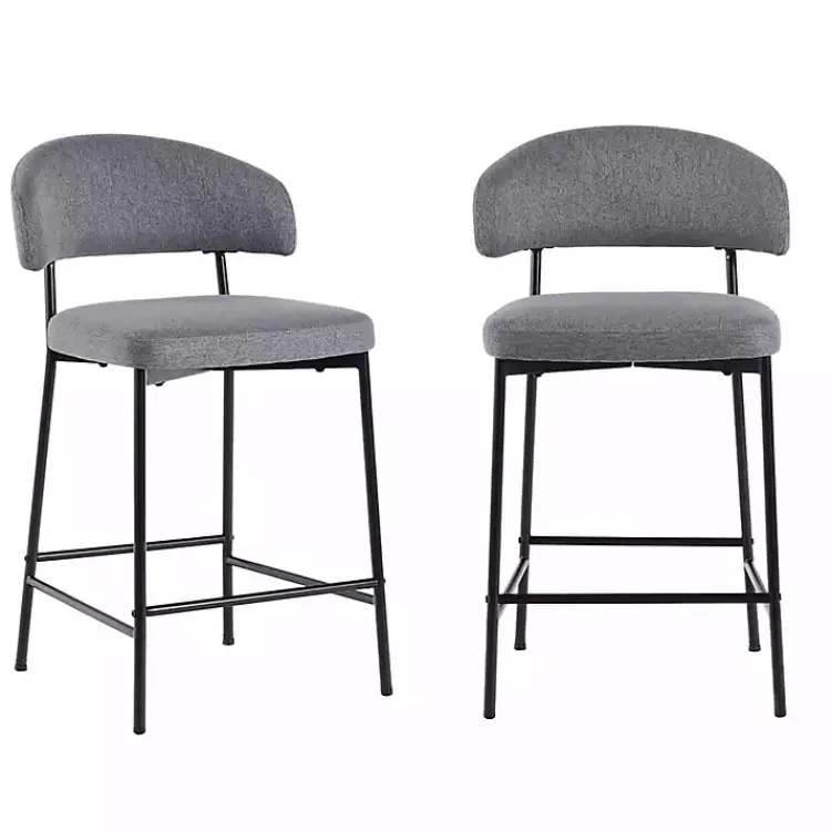 Kirklands Home Bar Stools & Counter Height Stools|Charcoal and Black Curved Counter Stools, Set of 2 Gray