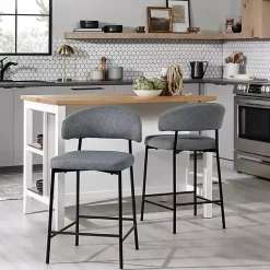 Kirklands Home Bar Stools & Counter Height Stools|Charcoal and Black Curved Counter Stools, Set of 2 Gray