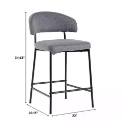 Kirklands Home Bar Stools & Counter Height Stools|Charcoal and Black Curved Counter Stools, Set of 2 Gray