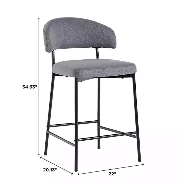 Kirklands Home Bar Stools & Counter Height Stools|Charcoal and Black Curved Counter Stools, Set of 2 Gray