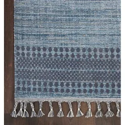 Kirklands Home Area Rugs|Charcoal and Blue Stripes Fringe Area Rug, 7x10