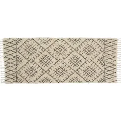 Kirklands Home Area Rugs|Charcoal and Ivory Linear Fringe Runner, 2x6