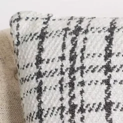 Sale Charcoal and White Boucle Plaid Pillow Pillows