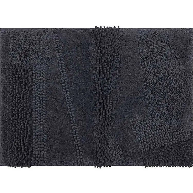 Kirklands Home Bathroom Rugs|Charcoal Asymmetrical Cotton Bath Mat Gray