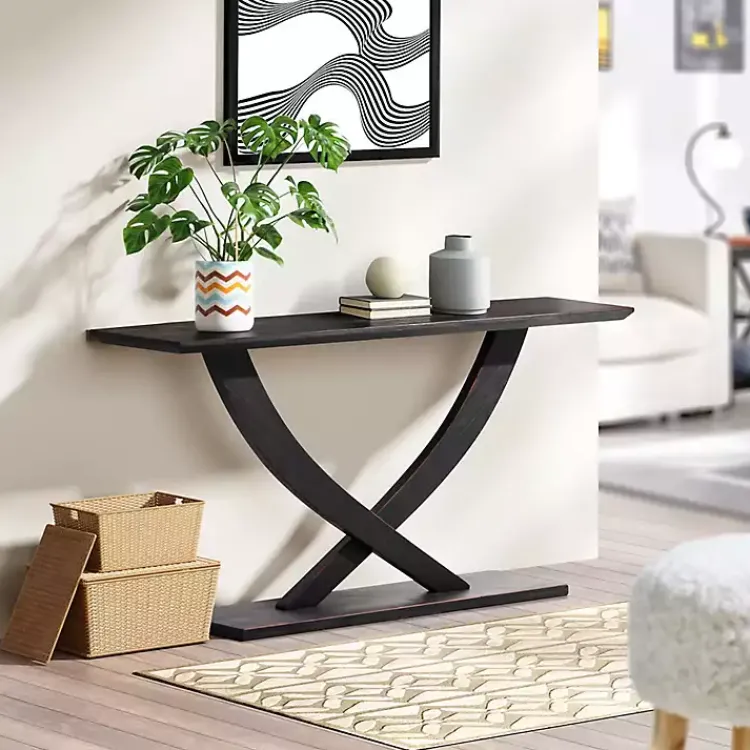 Kirklands Home Console Tables|Charcoal Ramus Console Table Black