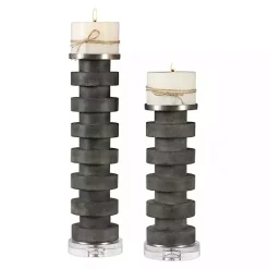 Discount Charcoal Concrete 2-pc. Candle Holder Set Candle Holders