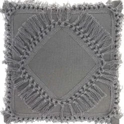 Sale Charcoal Diamond Fringe Throw Pillow Pillows