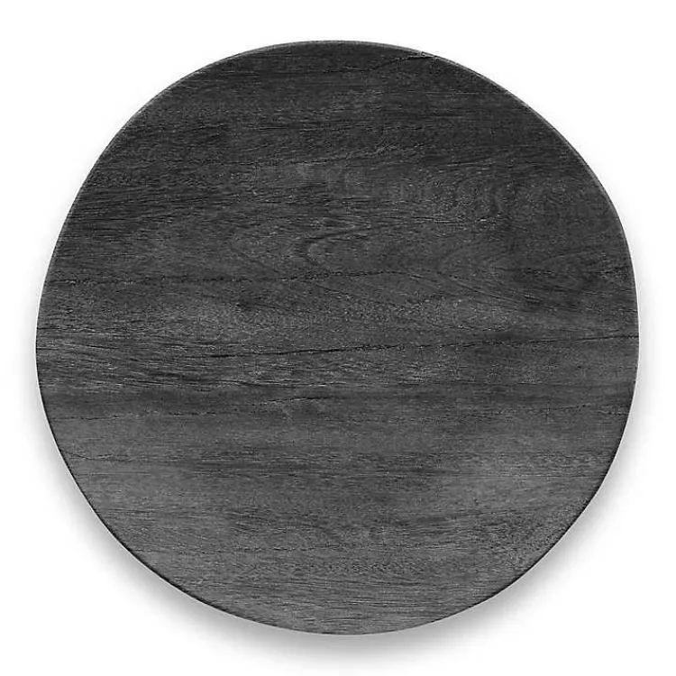 Kirklands Home Outdoor Dining|Charcoal Faux Wood Melamine Dinner Plate, Set of 6 Gray