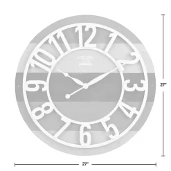 Kirklands Home Clocks|Charcoal and White Plank Wall Clock Gray