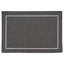 Kirklands Home Table Linens|Charcoal Laser-Cut Hemstitch Placemats, Set of 4 Gray