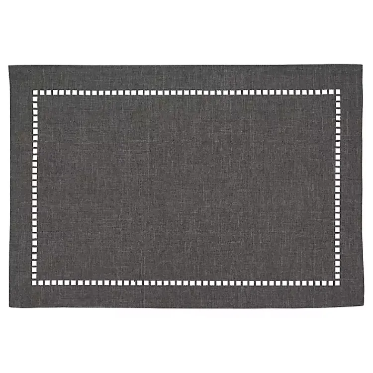Kirklands Home Table Linens|Charcoal Laser-Cut Hemstitch Placemats, Set of 4 Gray