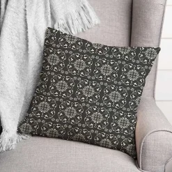 Kirklands Home Outdoor Cushions & Pillows|Charcoal Medallion Indoor/Outdoor Pillow