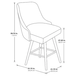 Kirklands Home Bar Stools & Counter Height Stools|Charcoal Mid-Century Modern Swivel Counter Stool Gray