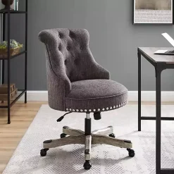Kirklands Home Office Furniture|Charcoal Miller Tufted Office Chair Gray
