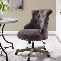 Kirklands Home Office Furniture|Charcoal Miller Tufted Office Chair Gray