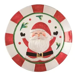 Discount Cheerful Santa Glass Serving Platter Christmas Dining & Entertaining