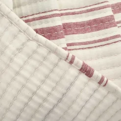 Kirklands Home Quilts|Cherry Red Pick Stitch Stripe Queen Quilt