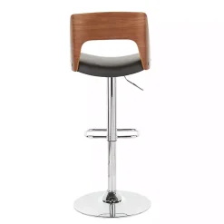 Kirklands Home Bar Stools & Counter Height Stools|Cherry Wood and Leather Swivel Bar Stool Black