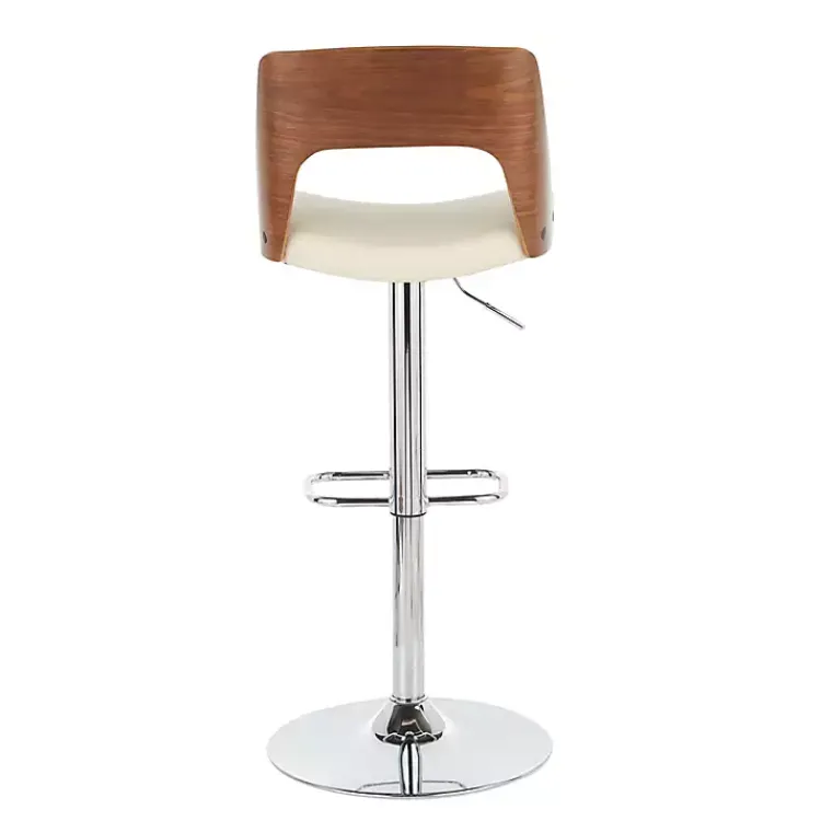 Kirklands Home Bar Stools & Counter Height Stools|Cherry Wood and Leather Swivel Bar Stool Ivory
