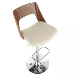 Kirklands Home Bar Stools & Counter Height Stools|Cherry Wood and Leather Swivel Bar Stool Ivory