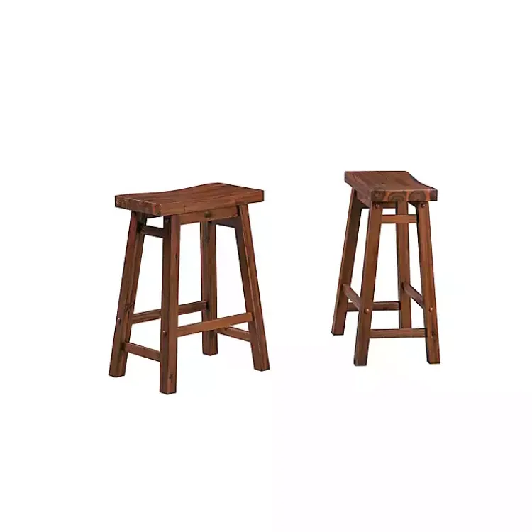 Kirklands Home Bar Stools & Counter Height Stools|Chestnut Sonoma Saddle Counter Stools, Set of 2 Brown