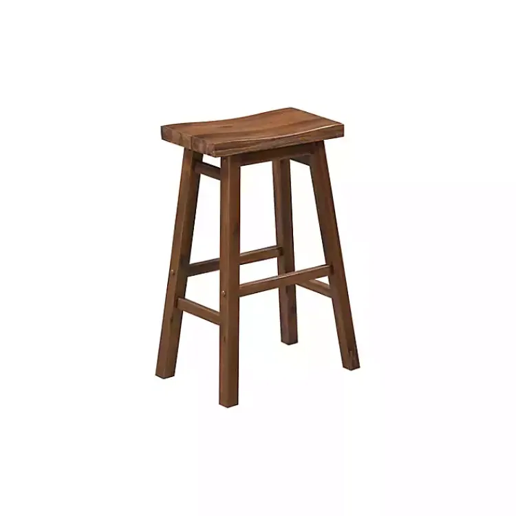 Kirklands Home Bar Stools & Counter Height Stools|Chestnut Wire Brush Saddle Bar Stools, Set of 2 Brown