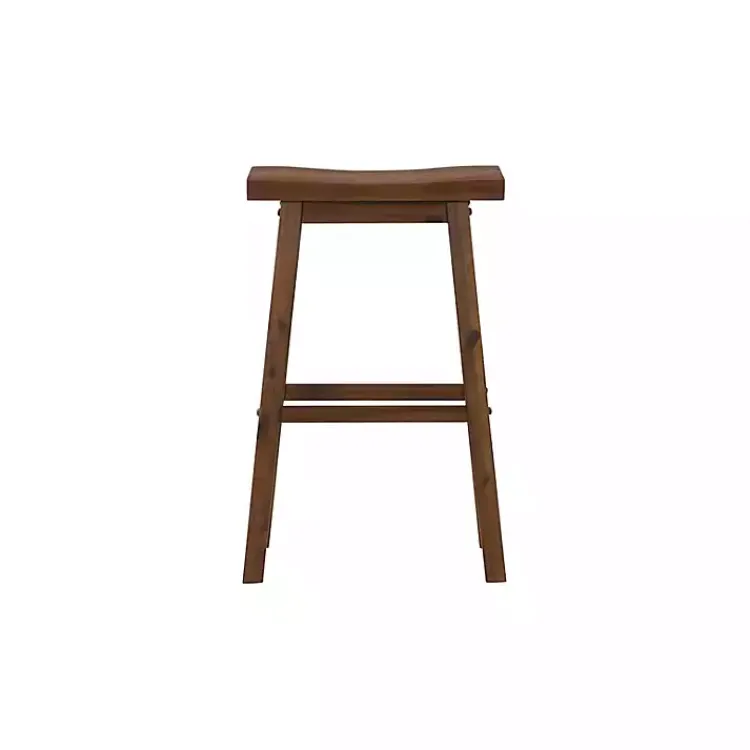 Kirklands Home Bar Stools & Counter Height Stools|Chestnut Wire Brush Saddle Bar Stools, Set of 2 Brown