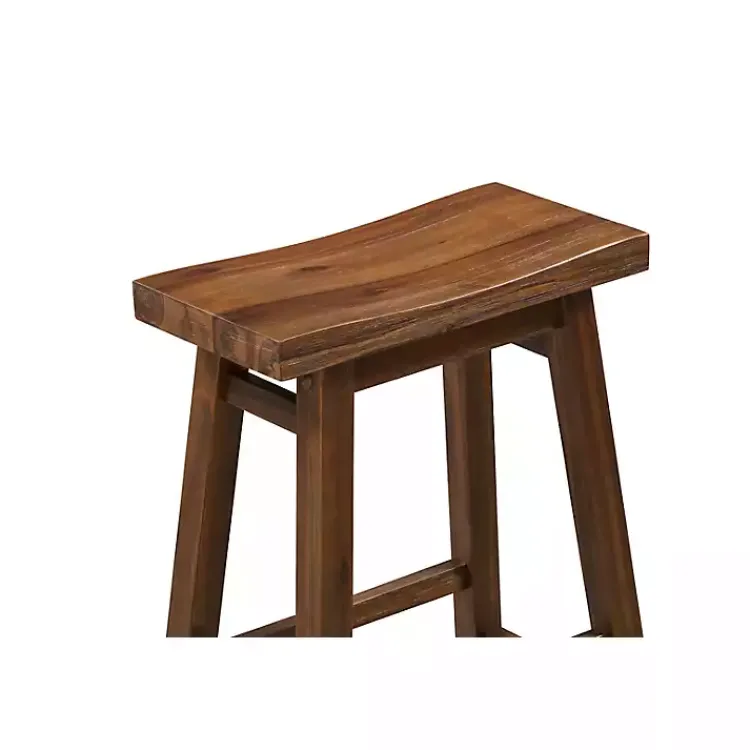 Kirklands Home Bar Stools & Counter Height Stools|Chestnut Wire Brush Saddle Bar Stools, Set of 2 Brown