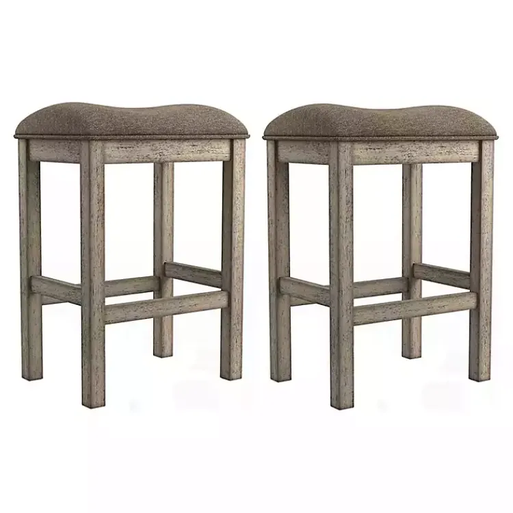Kirklands Home Bar Stools & Counter Height Stools|Chestnut Wood Upholstered Counter Stools, Set of 2 Brown