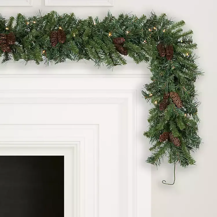 Clearance Cheyenne Pinecone Warm White LED Lit Garland Christmas Arrangements & Garland