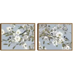 Kirklands Home Framed Art|Chickadee Blossoms Framed Canvas Prints, Set of 2