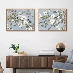 Kirklands Home Framed Art|Chickadee Blossoms Framed Canvas Prints, Set of 2