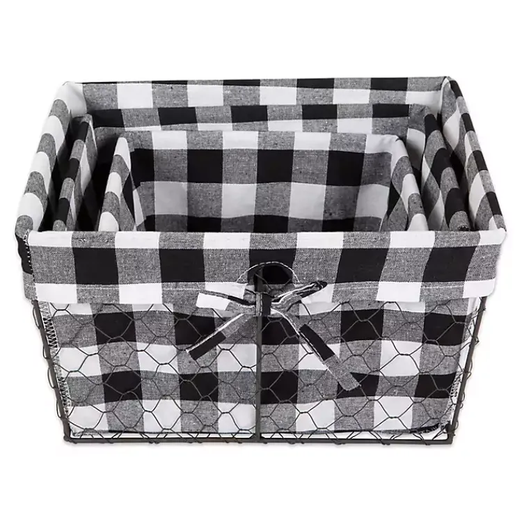 New Chicken Wire and Buffalo Check Baskets, Set of 3 Baskets & Boxes