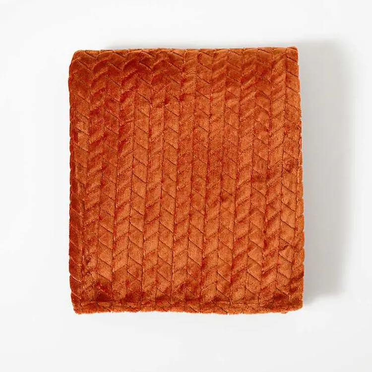 Chili Heavenly Herringbone Plush Throw Blankets & Throws