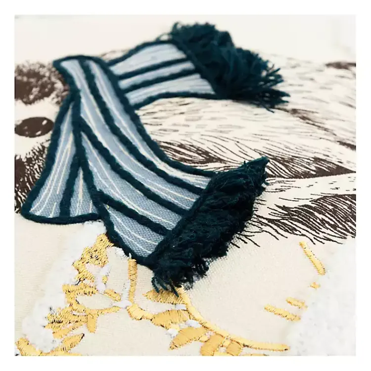 Online Chilly Racoon Embroidered Throw Pillow Christmas Pillows