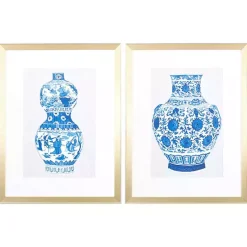 Kirklands Home Framed Art|Chinoiserie Vases II Framed Art Prints, Set of 2