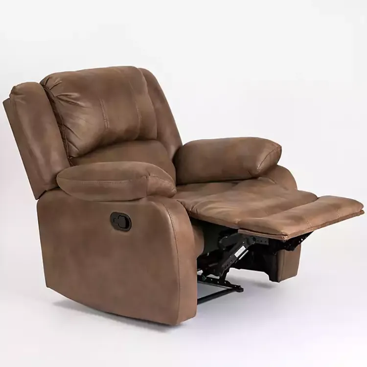 Kirklands Home Accent Chairs|Chocolate Faux Leather Barrett Recliner Brown