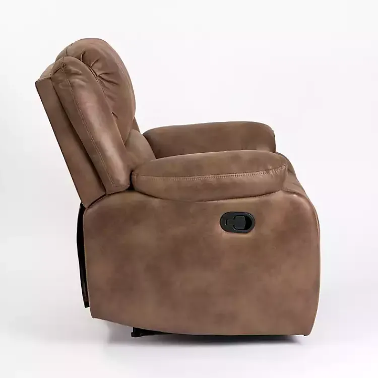Kirklands Home Accent Chairs|Chocolate Faux Leather Barrett Recliner Brown