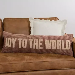 Clearance Chocolate Corduroy Joy to the World Pillow Pillows