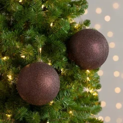 New Chocolate Glitter Ball 2-pc. Ornament Set, 6 in. Christmas Ornaments