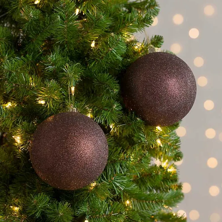 New Chocolate Glitter Ball 2-pc. Ornament Set, 6 in. Christmas Ornaments