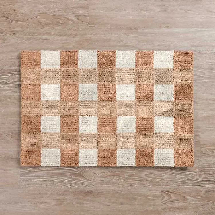 Kirklands Home Accent Rugs|Chocolate Plaid Hooked Accent Rug Brown