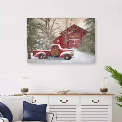 Hot Christmas Barn & Truck Canvas Art Print, 36x24 in. Christmas Art & Wall Decor