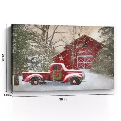 Hot Christmas Barn & Truck Canvas Art Print, 36x24 in. Christmas Art & Wall Decor