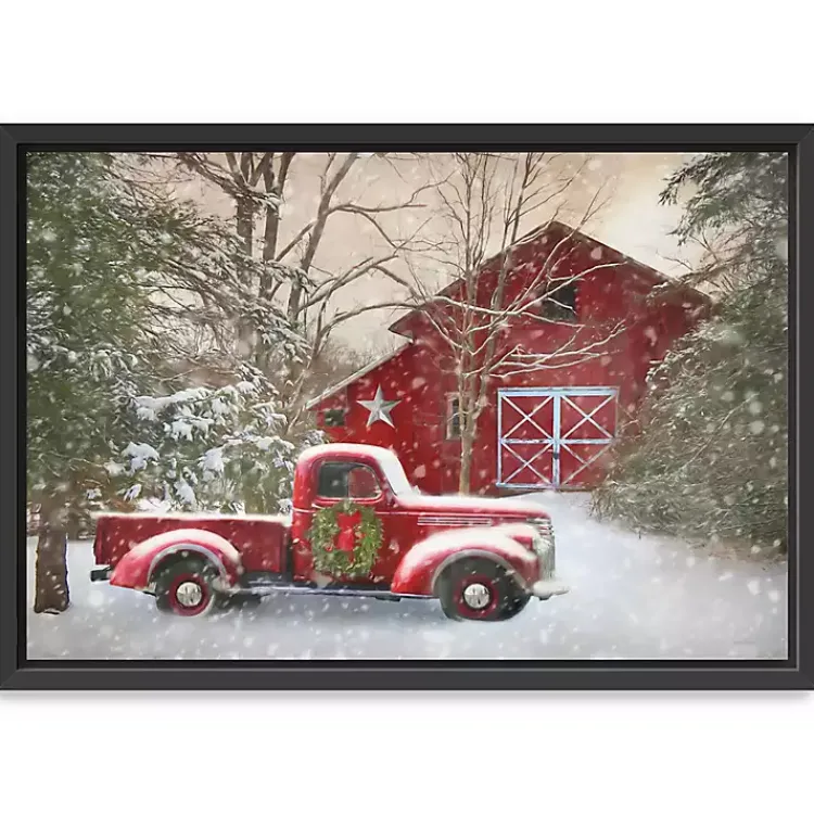 Online Christmas Barn & Truck Framed Canvas Art Print Christmas Art & Wall Decor
