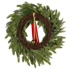 Hot Christmas Bells Pine Wreath with a Red Bow Christmas Wreaths