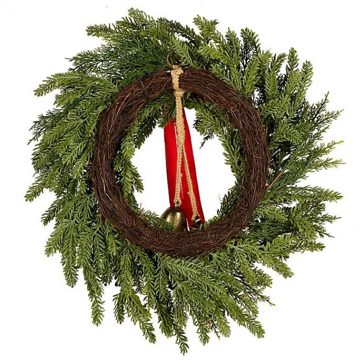 Hot Christmas Bells Pine Wreath with a Red Bow Christmas Wreaths