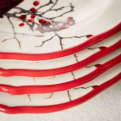 Online Christmas Cardinal Snack Plates, Set of 4 Christmas Dining & Entertaining