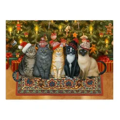 Clearance Christmas Cats in Knit Caps Canvas Art Print Christmas Art & Wall Decor