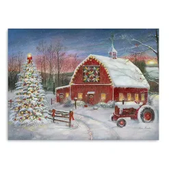Sale Christmas Cozy Barn Canvas Art Print, 18x24 Christmas Art & Wall Decor
